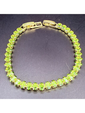 candy+clover lime peridot oval gold tone tennis bracelet
